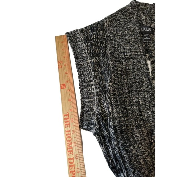 LouLou Womens Long Black Knitted Sleeveless Cardigan Sweater Vest Size Med NEW - Picture 8 of 9